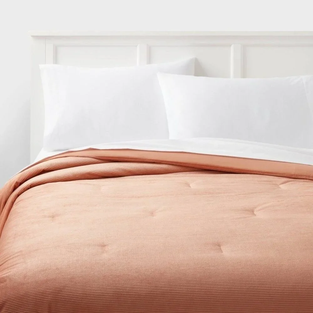 Twin/Twin Extra Long Corduroy Plush Comforter Copper - Room Essentials™: Eco-Fri
